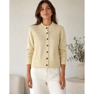 Chadwicks 100% Cotton Cardigan Sweater XL Soft Butter Yellow